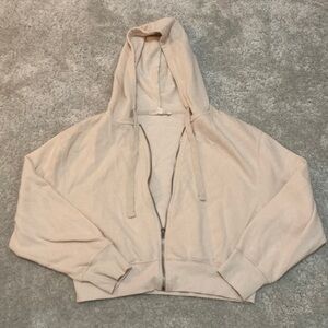 Cropped cream/tan zip up hoodie